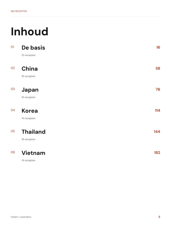 Inhoud: hoofdstuk 1 tot en met 6 uit het Aziatische kookboek van Foody