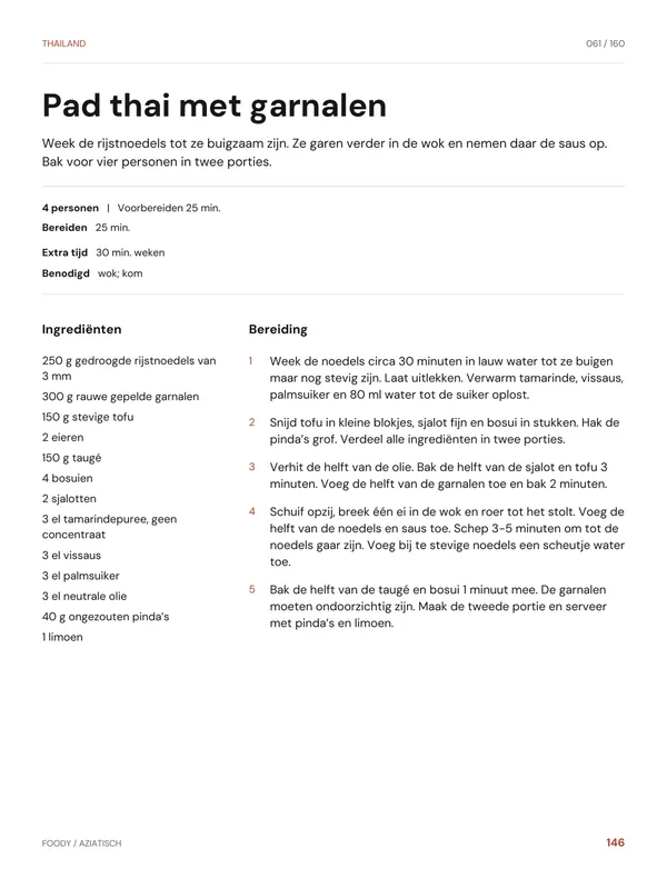 Pad thai met garnalen: recept uit het Aziatische kookboek van Foody