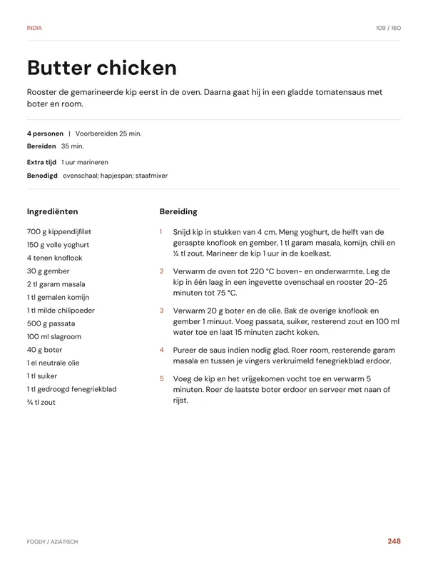 Butter chicken: recept uit het Aziatische kookboek van Foody