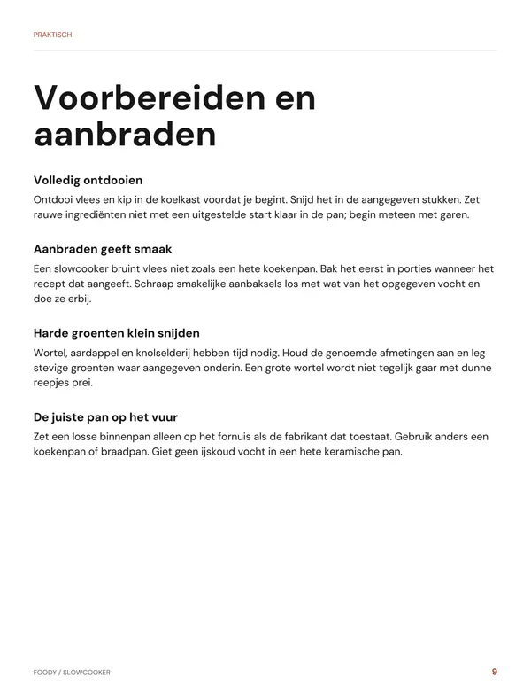 Praktisch: voorbereiden en aanbraden uit het slowcooker kookboek van Foody