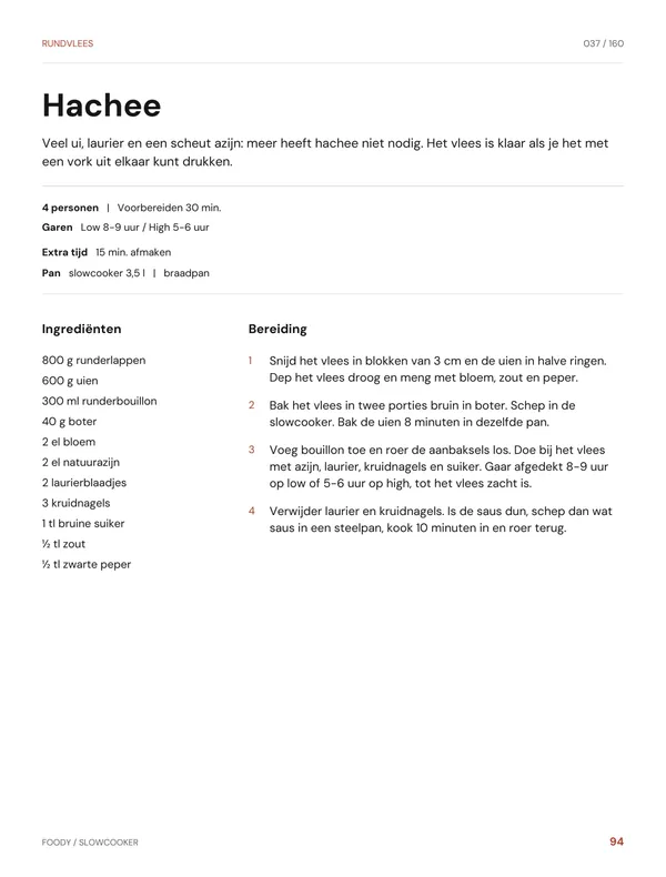 Hachee: recept uit het slowcooker kookboek van Foody