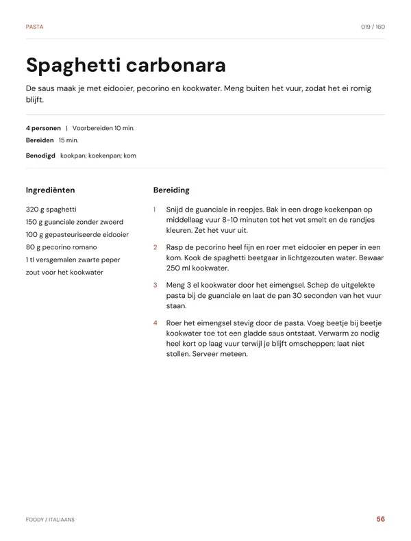 Spaghetti carbonara: recept uit het Italiaanse kookboek van Foody