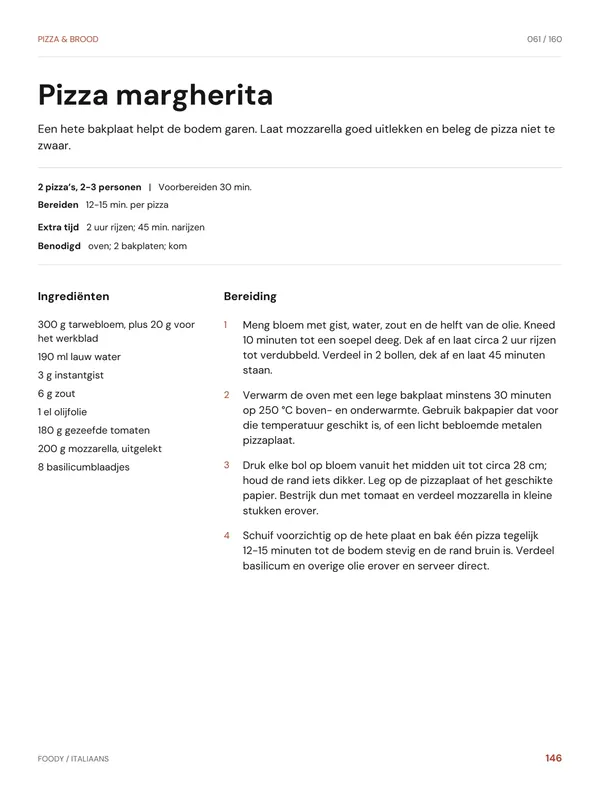 Pizza margherita: recept uit het Italiaanse kookboek van Foody
