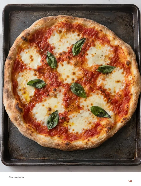 Pizza margherita: beeld uit het Italiaanse kookboek van Foody