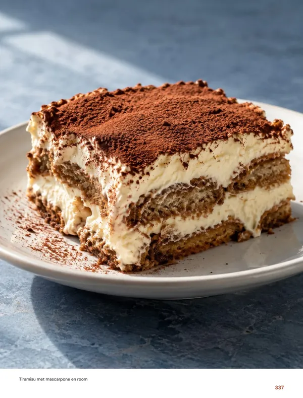 Tiramisu met mascarpone en room: beeld uit het Italiaanse kookboek van Foody