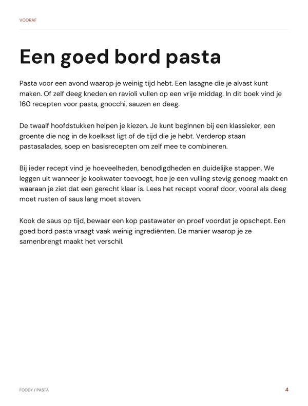 Vooraf uit het pastakookboek van Foody