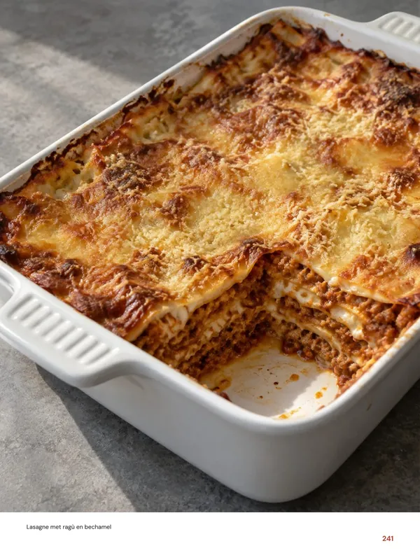 Lasagne met ragù en bechamel: beeld uit het pastakookboek van Foody