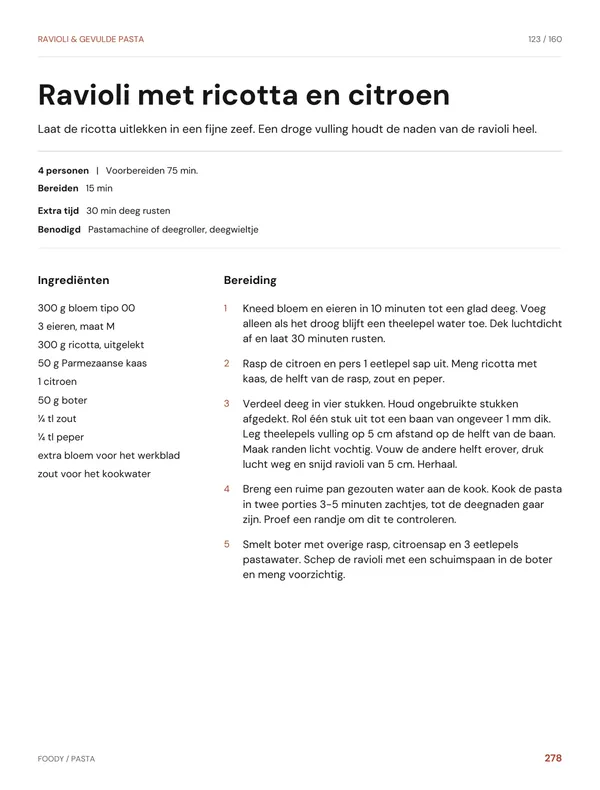 Ravioli met ricotta en citroen: recept uit het pastakookboek van Foody