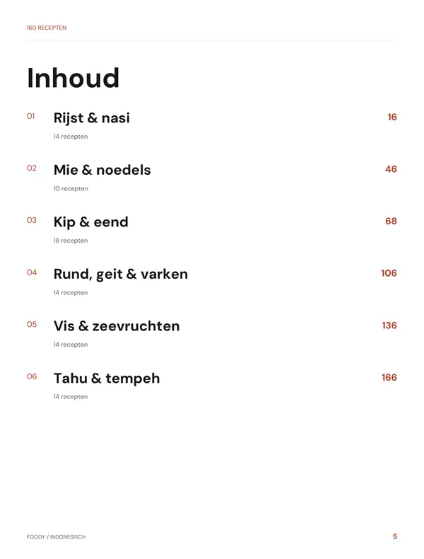 Inhoud: hoofdstuk 1 tot en met 6 uit het Indonesische kookboek van Foody