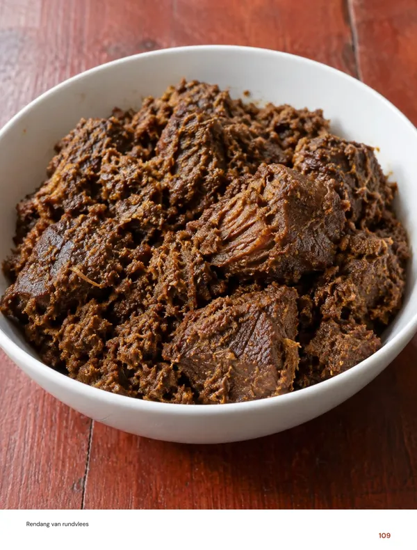Rendang van rundvlees: beeld uit het Indonesische kookboek van Foody