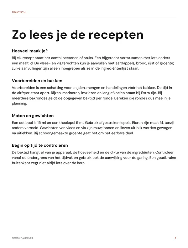 Zo lees je de recepten: praktische uitleg uit het Foody Airfryer-kookboek