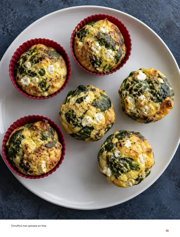 Eimuffins met spinazie en feta: beeld uit het Foody Airfryer-kookboek