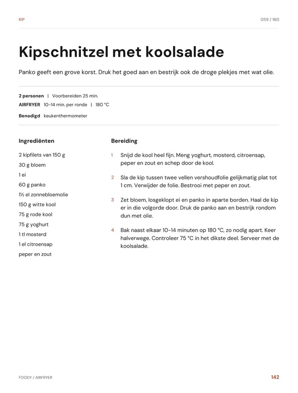 Kipschnitzel met koolsalade: recept uit het Foody Airfryer-kookboek
