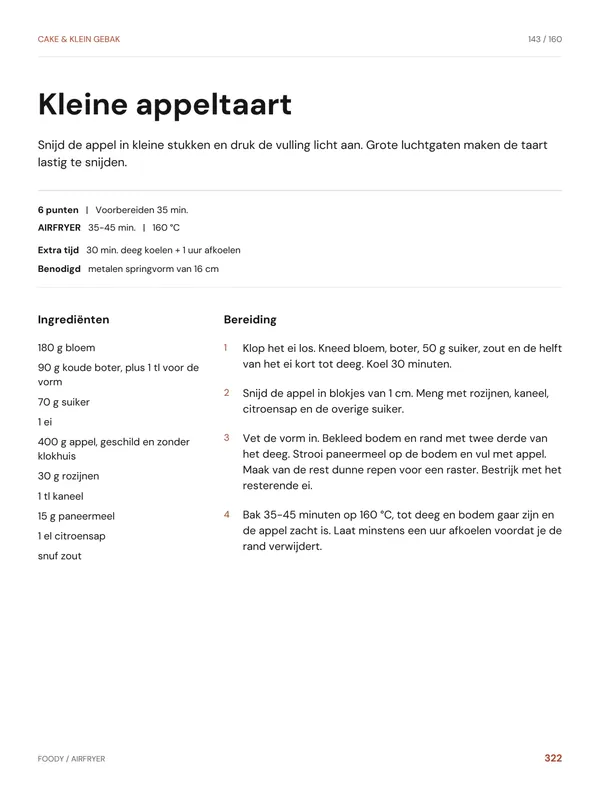 Kleine appeltaart: recept uit het Foody Airfryer-kookboek