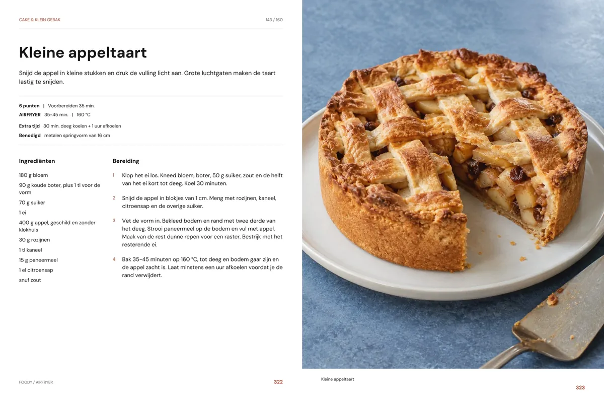 Kleine appeltaart: recept en beeld naast elkaar