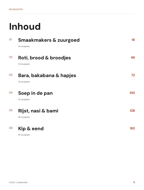 Inhoud: hoofdstuk 1 tot en met 6 uit het Surinaamse kookboek van Foody