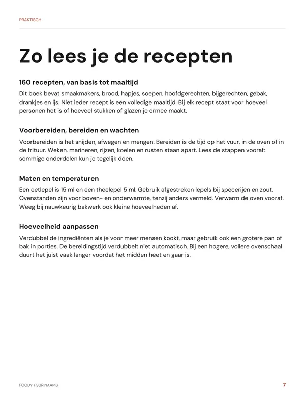 Zo lees je de recepten: praktische uitleg uit het Surinaamse kookboek van Foody