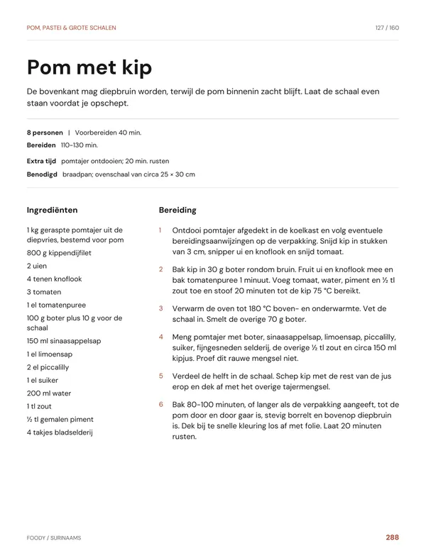 Pom met kip: recept uit het Surinaamse kookboek van Foody